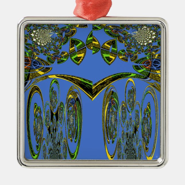 Ornamento De Metal Impressão de Arte Iridescente com Design Abstrato  (Frente)