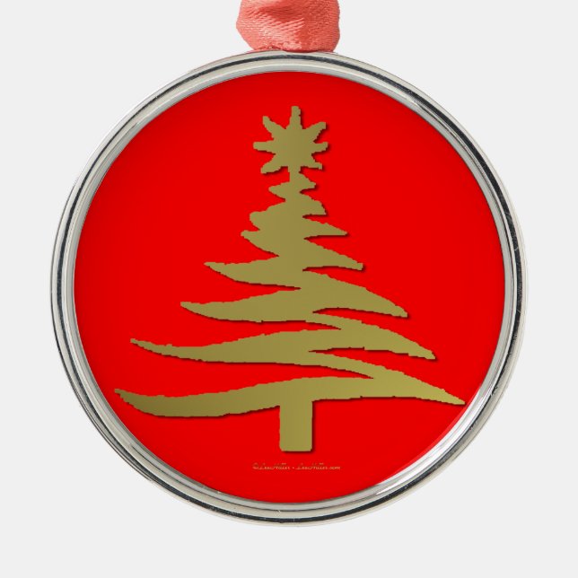 Ornamento De Metal Impressão de Estêncil de Árvore de Natal Moderno D (Frente)