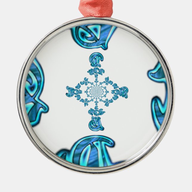 Ornamento De Metal Impressão de Grafite de Teal Cyan Action (Frente)