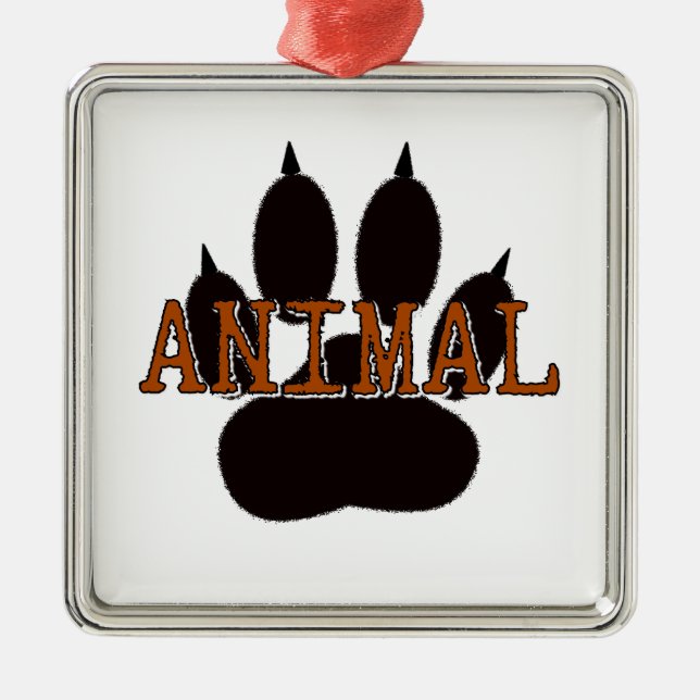 Ornamento De Metal Impressão de Paw Animal Preto (Frente)