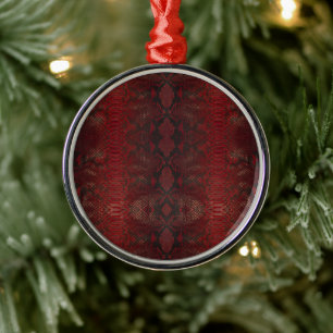 Ornamento De Metal Impressão de Python Vermelho e Preto