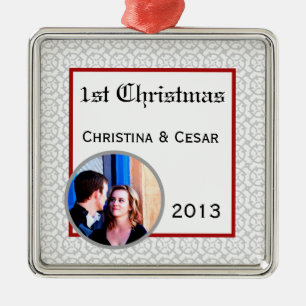 Ornamento De Metal Impressão Formal Personalizado de Cinza Vermelha P