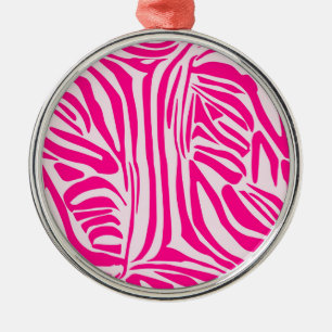 Ornamento De Metal Impressão zebra rosa