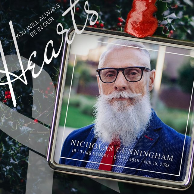 Ornamento De Metal In Loving Memory Photo Memorial Keepsake (Criador carregado)