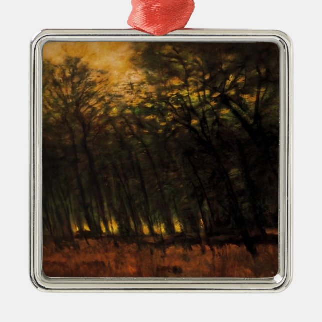 Ornamento De Metal Incêndios na Floresta (por Laszlo Mednyanszky) Cer (Frente)