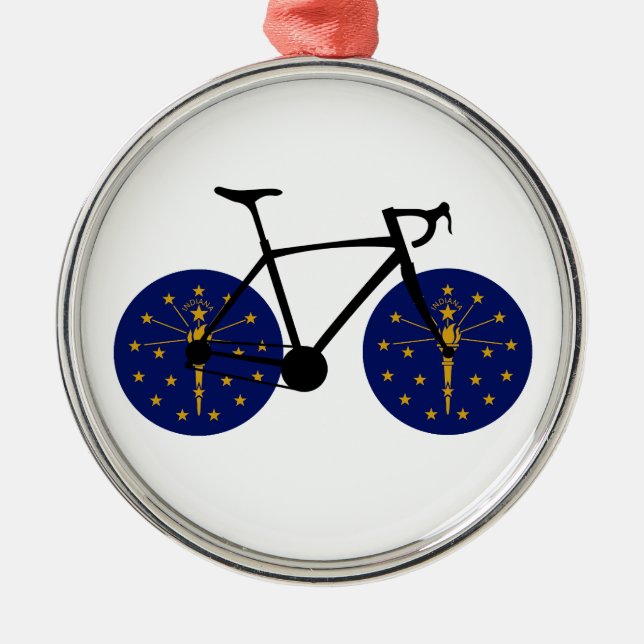 Ornamento De Metal Indiana Flag Cycling (Frente)