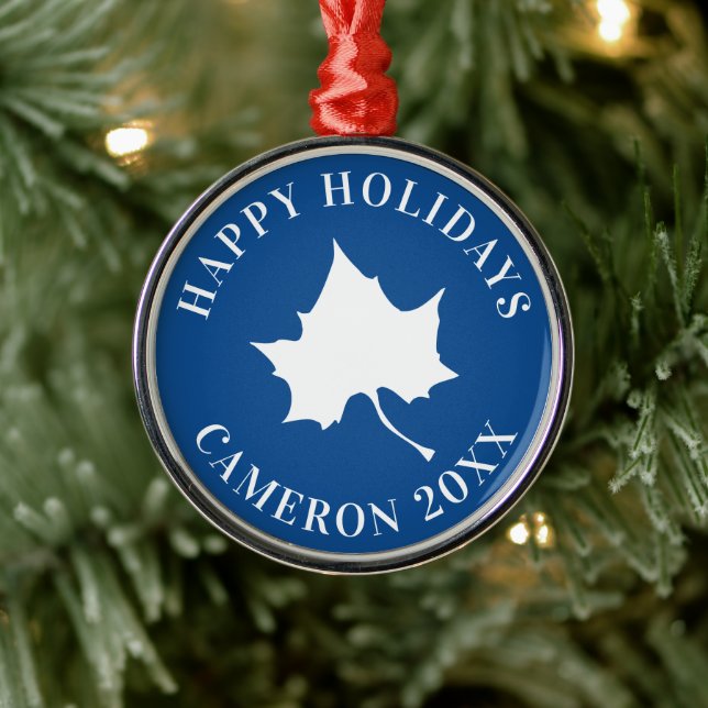 Ornamento De Metal Indiana State Leaf (Árvore)