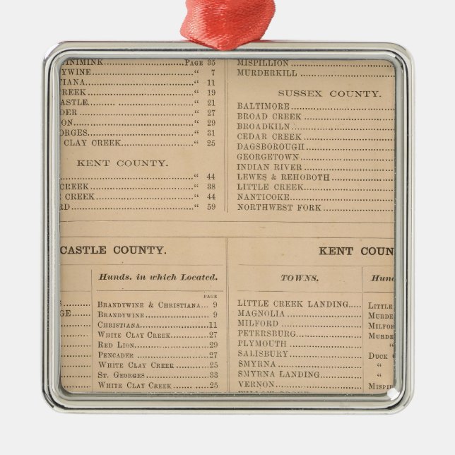 Ornamento De Metal Índice Delaware (Frente)