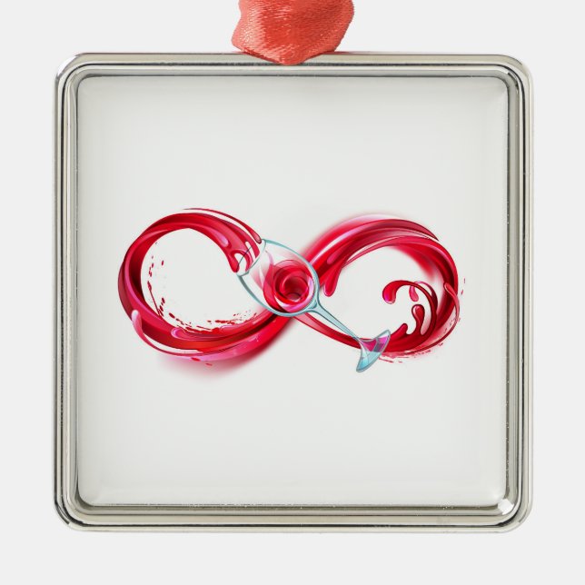 Ornamento De Metal Infinidade com vinho tinto (Frente)
