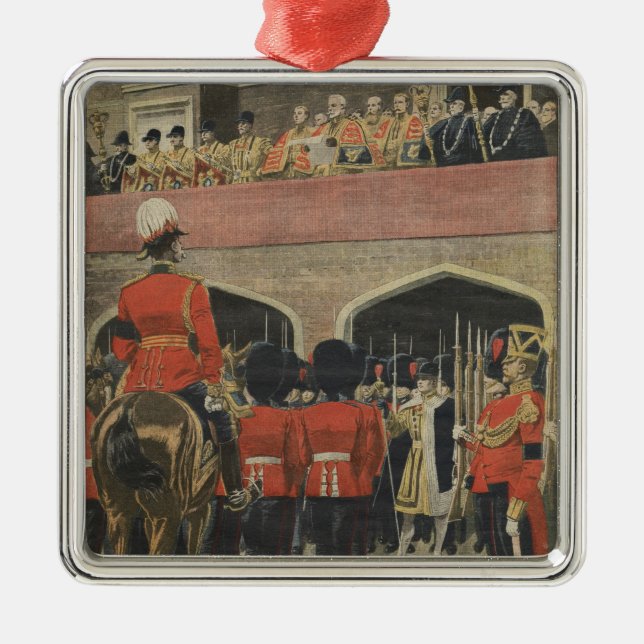 Ornamento De Metal Inglaterra, proclamação do rei novo George V (Frente)