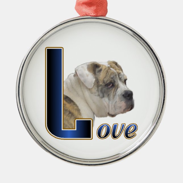 Ornamento De Metal Inglês Buldog Love (Frente)
