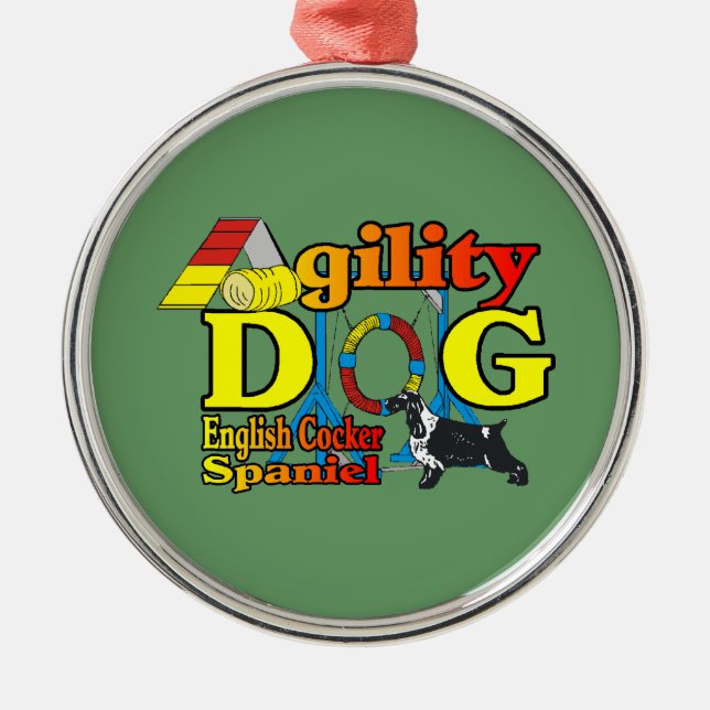Ornamento De Metal Inglês Cocker Spaniel Agilidade (Frente)
