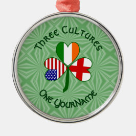 Ornamento De Metal Inglês Irish American Flags Shamrock Seu Nome