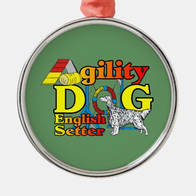 Ornamento De Metal Inglês Setter Agilidade (Frente)