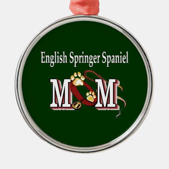 Ornamento De Metal Inglês Springer Spaniel Mamãe Oferta (Frente)
