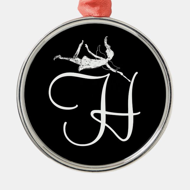 Ornamento De Metal Inicial da fada da arte: H (Frente)