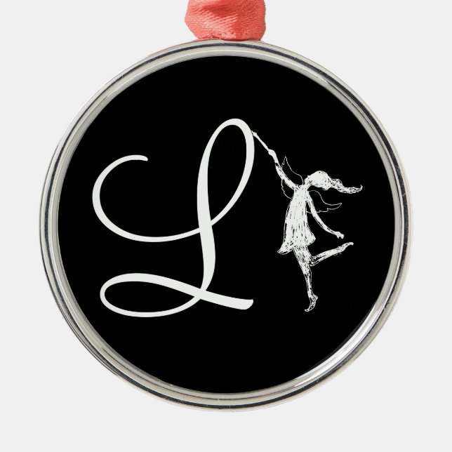 Ornamento De Metal Inicial da fada da arte: L (Frente)