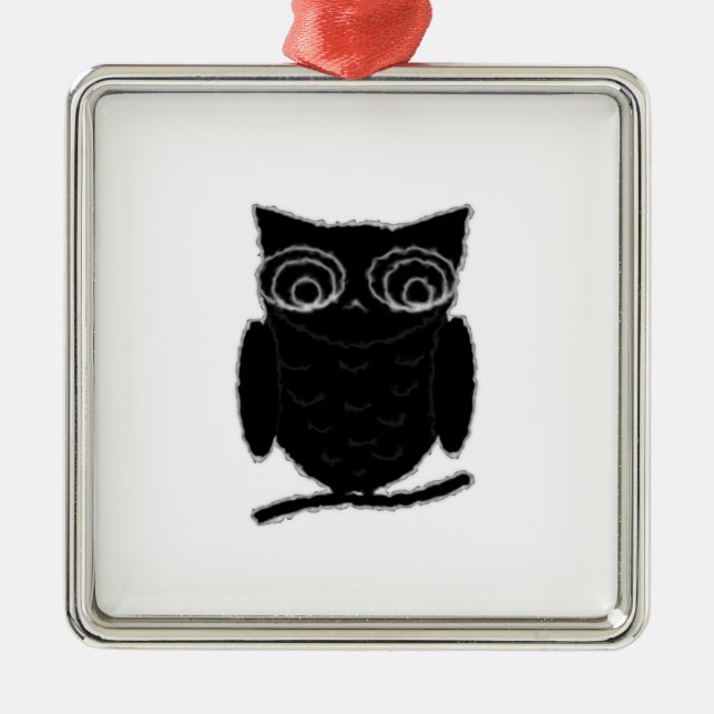 Ornamento De Metal Inkblot Owl (Frente)
