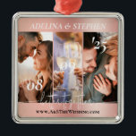 Ornamento De Metal Instagrama de Site de Foto de Script Simples Moder<br><div class="desc">Enfeites de natal moderno, simples e elegante com três fotos, com um layout de galeria, e uma caligrafia bonito - "melhor juntos" (que você pode personalizar sua própria citação, e cores de casamento), em um fundo rosa dourado. Sua família e amigos vão adorar. Mas PERSONALIZE facilmente o design com seus...</div>