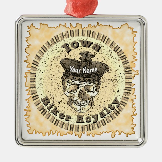 Ornamento De Metal Iowa Biker  (Frente)