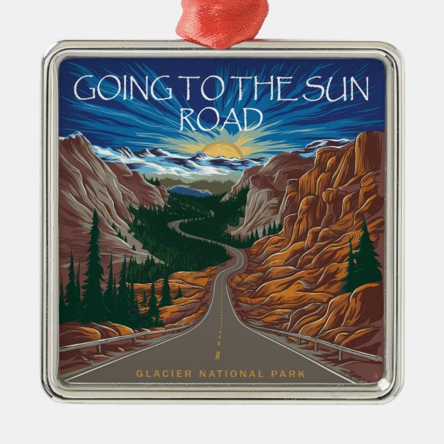 Ornamento De Metal Ir Para A Sun Road Montana Vista (Frente)