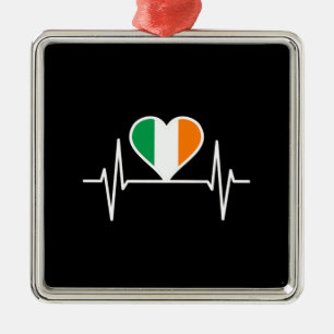 Ornamento De Metal Irish Flag Heartbeat