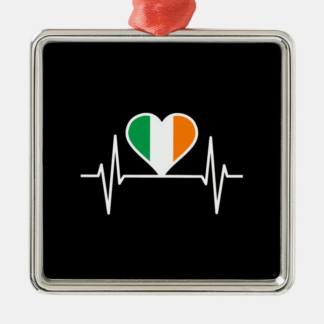 Ornamento De Metal Irish Flag Heartbeat (Frente)