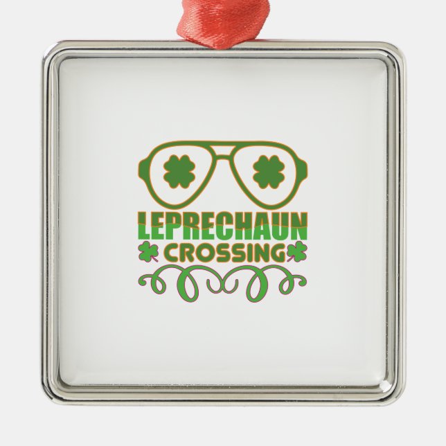 Ornamento De Metal Irish Leprechaun Crossing (Frente)