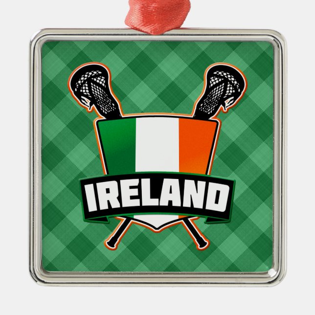 Ornamento De Metal Irlanda Lacrosse Irlanda (Frente)