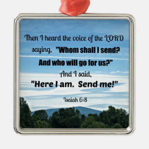 Ornamento De Metal Isaiah 6:8 Então ouvi a voz do Senhor