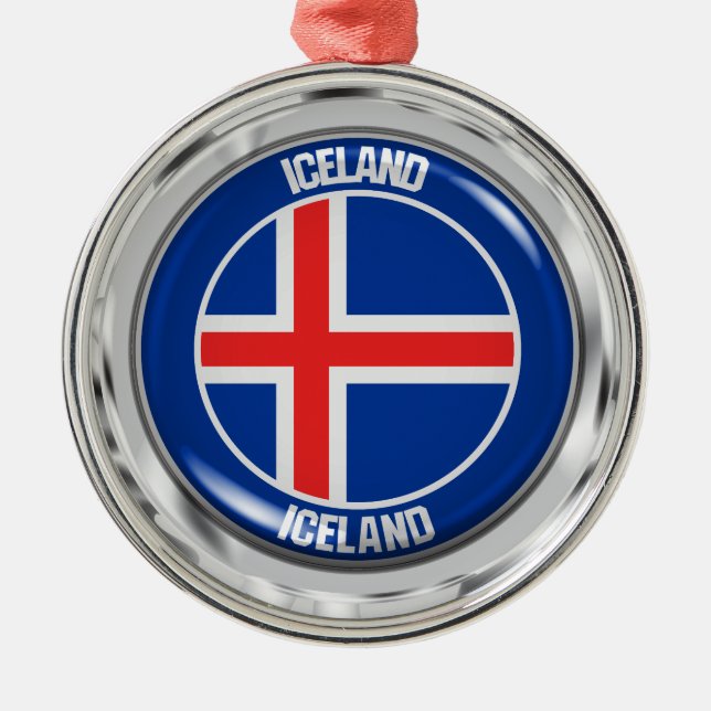 Ornamento De Metal Islândia Round Emblem (Frente)