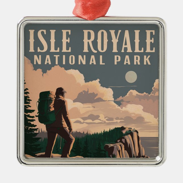 Ornamento De Metal Isle Royale National Park Backpacking Viagem Art (Frente)