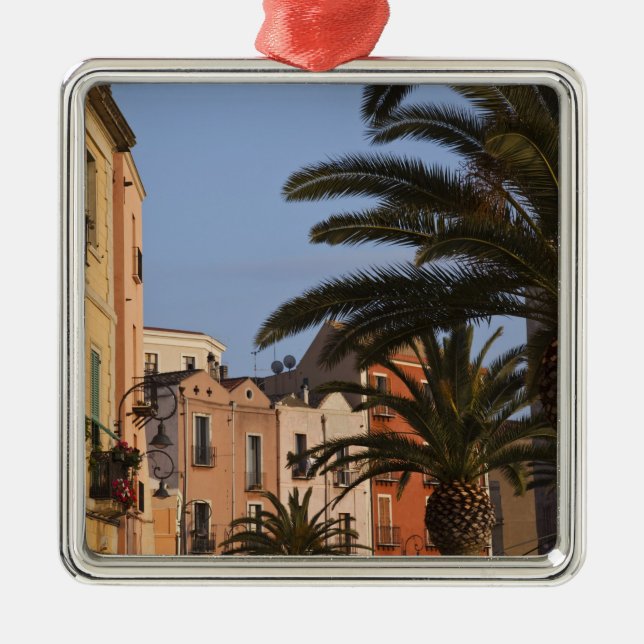 Ornamento De Metal Itália, Sardenha, Cagliari. Edifícios e palmeiras (Frente)
