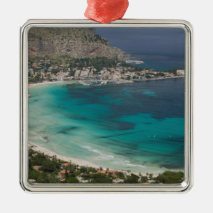 Ornamento De Metal Itália, Sicília, Mondello, Vista da praia a partir