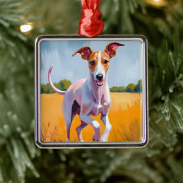 Ornamento De Metal Italian Greyhound | Pintura em Aquarela de Cachorr