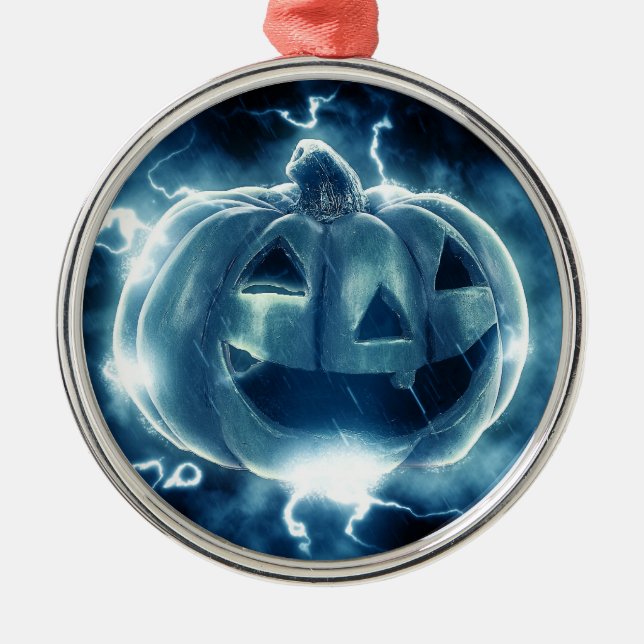 Ornamento De Metal jack-o-lanterna na chuva (Frente)