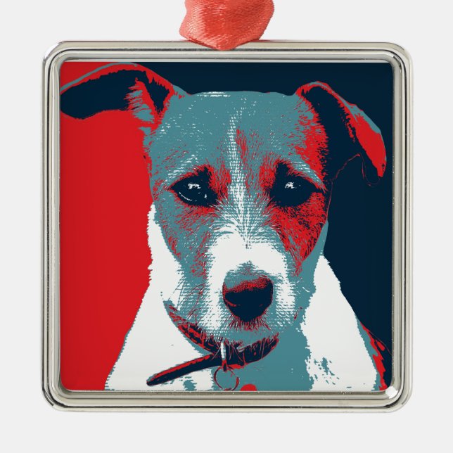Ornamento De Metal Jack Russel Terrier Esperança Política Parody (Frente)