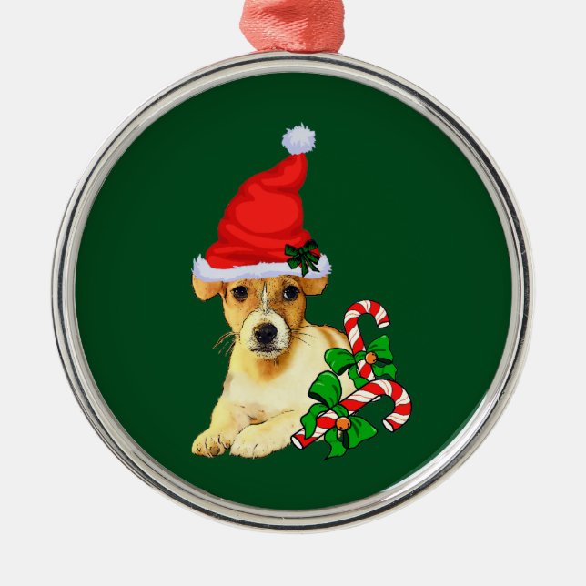 Ornamento De Metal Jack Russell Terrier Natal (Frente)