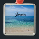 Ornamento De Metal Jamaica Beach<br><div class="desc">Linda maré de oceano rolando para uma praia na Jamaica, no Mar Caribe</div>