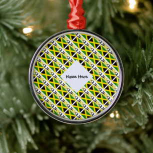 Ornamento De Metal Jamaica Jamaican Flag Tilado Personalizado