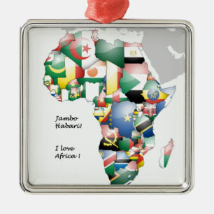 Ornamento De Metal Jambo Habari África! Eu amo a África
