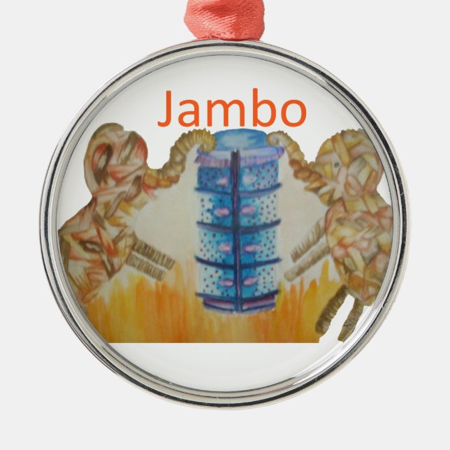 Ornamento De Metal Jambo Jumbo African Kids Elephants Art Impressão (Frente)