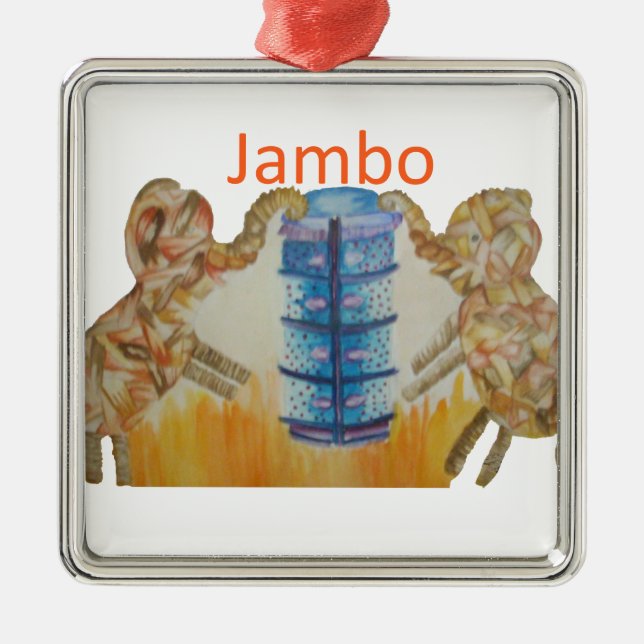 Ornamento De Metal Jambo Jumbo African Kids Elephants Art Impressão (Frente)