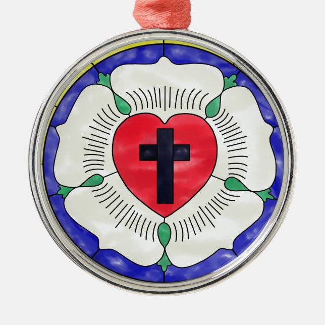 Ornamento De Metal Janela de vidro do Rosa Luther (Frente)