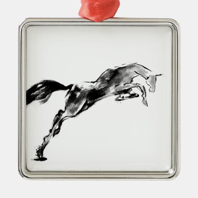 Ornamento De Metal Japanese horse samurai art equestrian sumi (Frente)