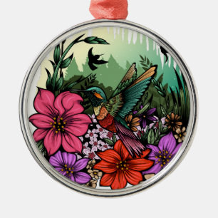Ornamento De Metal Jardim do Hummingbird