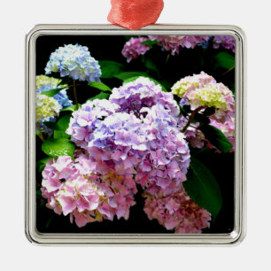 Ornamento De Metal Jardim Hydrangea, rosa, azul, floral roxo