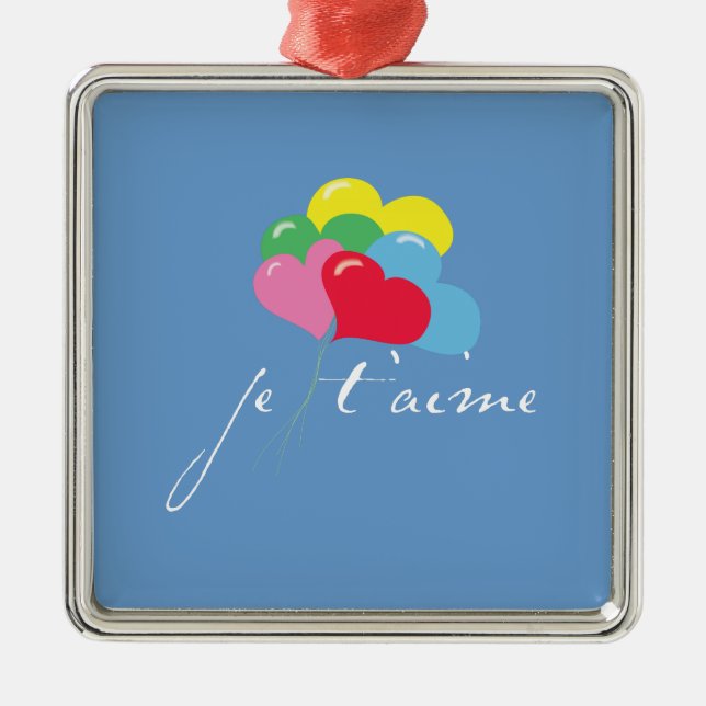 Ornamento De Metal Je' taime (eu te amo) (Frente)