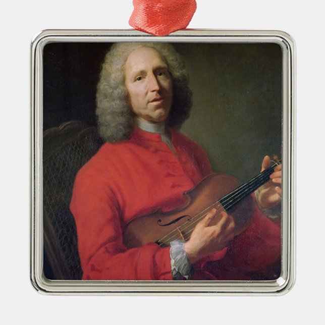 Ornamento De Metal Jean-Philippe Rameau com um violino (Frente)
