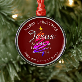 Ornamento De Metal JESUS KING OF KINGS Custom Burgundy | NATAL